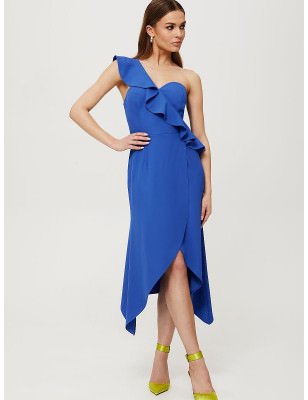 One-Shoulder Dress, Waisted Cut, Envelope Bottom Shape