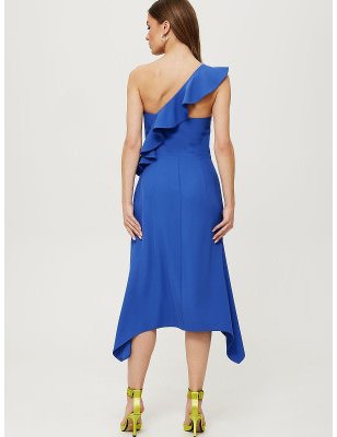 One-Shoulder Dress, Waisted Cut, Envelope Bottom Shape