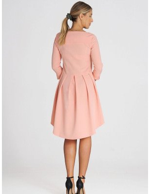 Asymmetrical 3/4 Sleeve Dress Elegant Extended Back