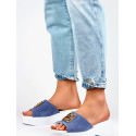 Natural Leather Platform Flip-Flops Womens Breathable Comfortable