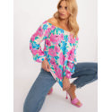 Floral Blouse, Summer Spanish Neckline 3/4 Sleeves