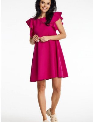 Trapeze Mini Dress with Shoulder Frills