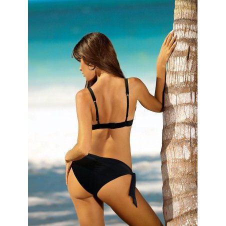 Black Two Piece Swimsuit Soft Cup Bra Tie Side