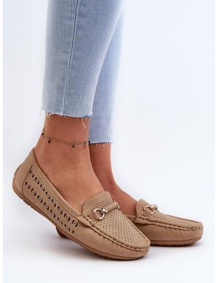 Eco-Friendly Openwork Moccasins with Gold Accents