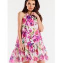 Chiffon Flared Ruffle Dress - A-Line Elegant