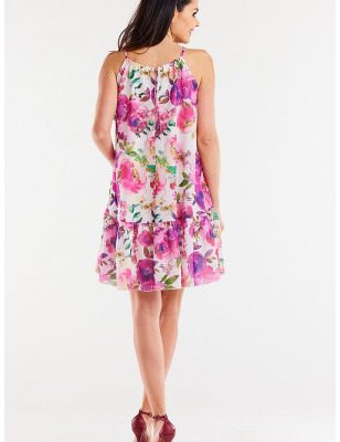 Chiffon Flared Ruffle Dress - A-Line Elegant