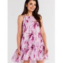 Chiffon Flared Ruffle Dress - A-Line Elegant