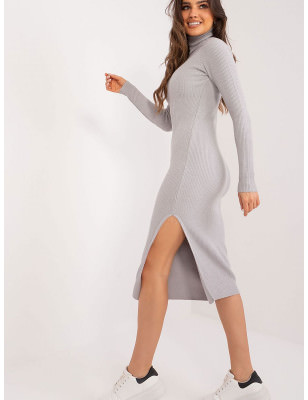 Viscose Midi Dress, Pencil Cut Turtleneck Long Sleeves