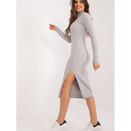 Viscose Midi Dress, Pencil Cut Turtleneck Long Sleeves