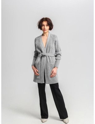 Long Cardigan, Adjustable Tie Belt, Pockets