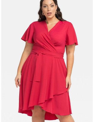 Anabella Wrap Dress Asymmetrical Hem Flared Style