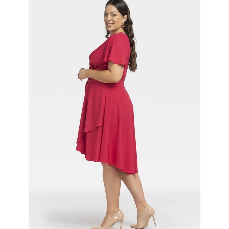 proAnabella Wrap Dress Asymmetrical Hem Flared Style_Plus size dresses