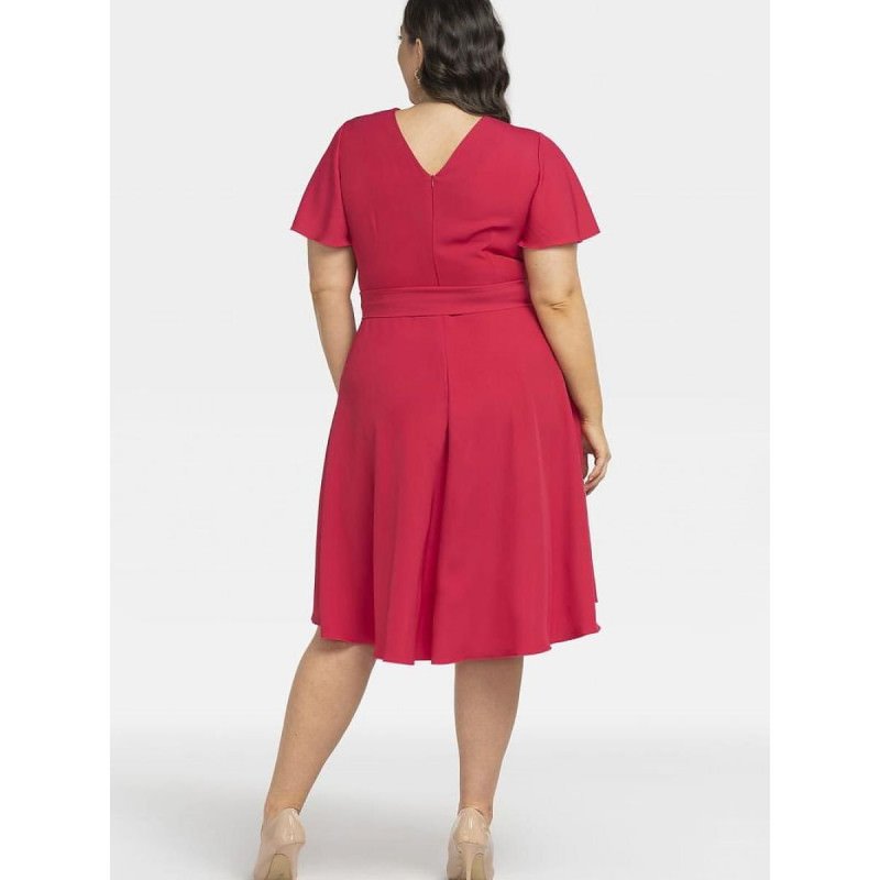 proAnabella Wrap Dress Asymmetrical Hem Flared Style_Plus size dresses