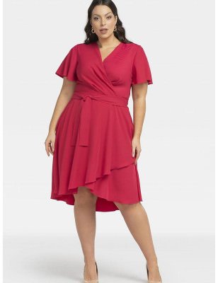 Anabella Wrap Dress Asymmetrical Hem Flared Style