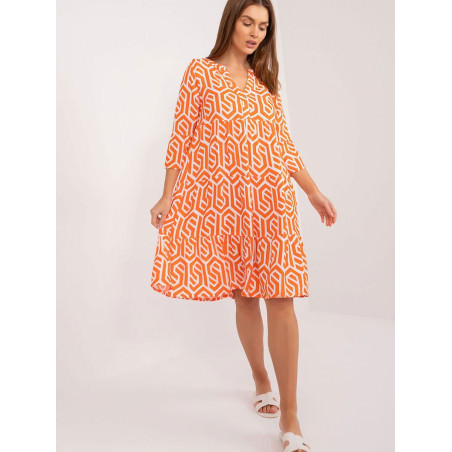 proOversized Viscose Printed Dress V-Neck 3/4 Sleeves_Day Dresses