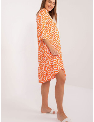 Oversized Viscose Printed Dress V-Neck 3/4 Sleeves