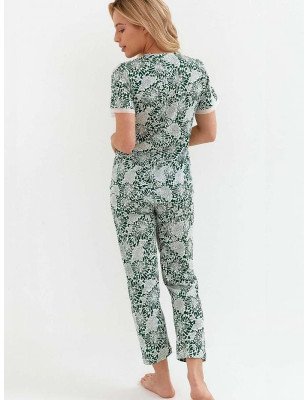 Floral Cotton Pajamas - Comfortable Short Sleeve & Pockets