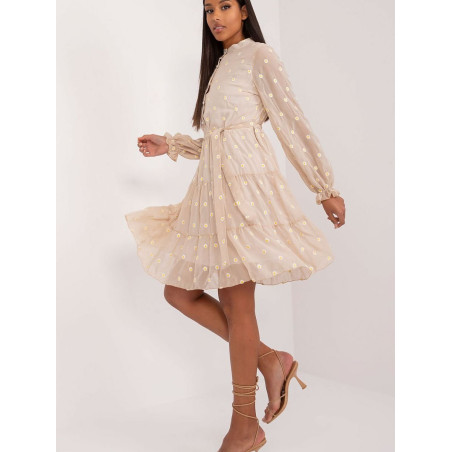 Floral Cocktail Dress Puffed Sleeves Knee Length