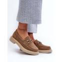 Women's Flat Heel Suede Moccasins with Accent Decoration