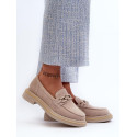 Women's Suede Moccasins - Flat Heel, Decorative Detail