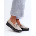 Women's Perforated Leather Loafers Platform Rounded Toe