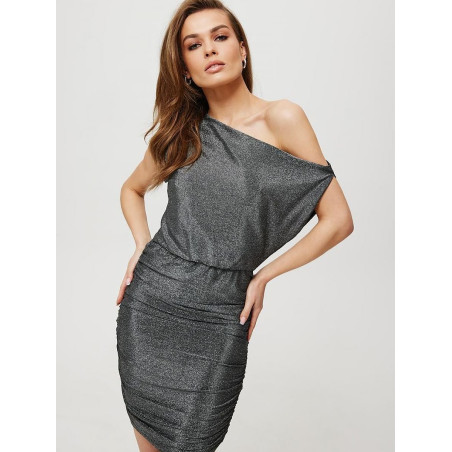 proMetallic Mini Dress Off-Shoulder Asymmetric Cushion_Evening Dresses