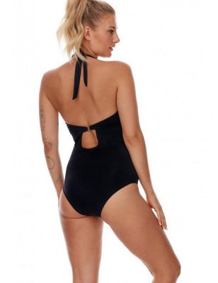 Black Swimsuit with Underwire Support and Adjustable Ties