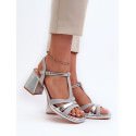 Women's Eco Leather Sandals - Adjustable Buckle Strap 7.5cm Heel