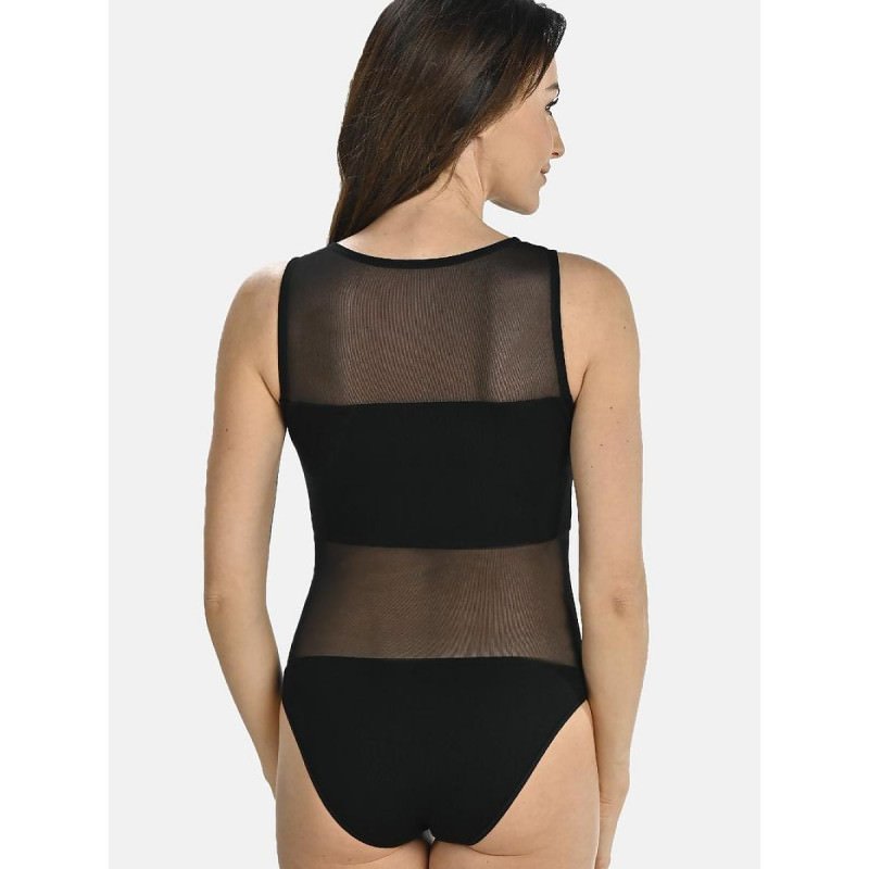 proBlack Viscose Bodysuit - Adjustable Wide Straps_Shapewear Bodies for Women