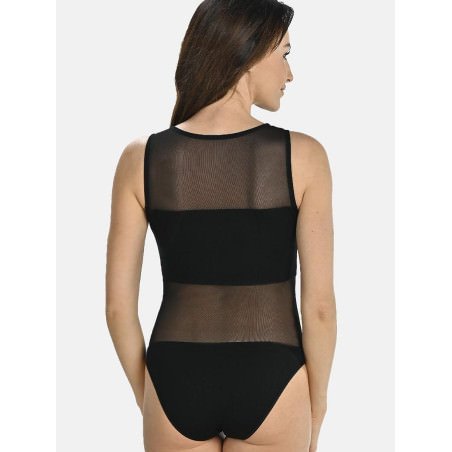 Black Viscose Bodysuit - Adjustable Wide Straps