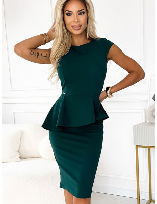 proDark Green Asymmetrical Midi Dress Optical Slim Fit_Formal Dresses, Cocktail Dresses