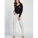 Women's Pajama Set, Long Sleeve Blouse & Shorts , Elegant Print