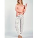 Women's Pajama Set, Long Sleeve Blouse & Shorts , Elegant Print