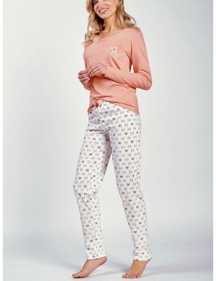 Women's Pajama Set, Long Sleeve Blouse & Shorts , Elegant Print