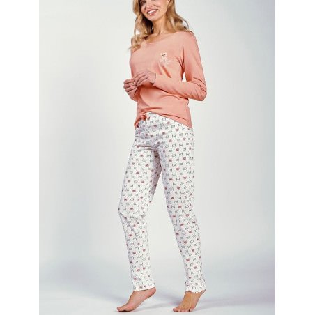 Women's Pajama Set, Long Sleeve Blouse & Shorts , Elegant Print