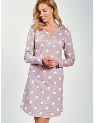 Polish Nightgown Print V-Neck Long Sleeve