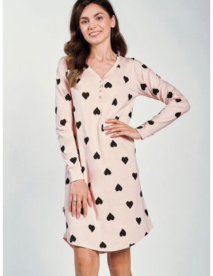 proPolish Nightgown Print V-Neck Long Sleeve_Nightgowns, Nighties, Sleep Shirts