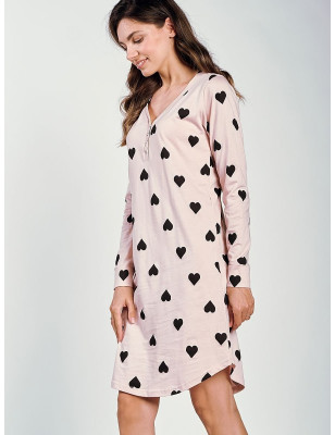 Polish Nightgown Print V-Neck Long Sleeve