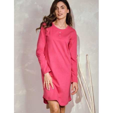 proLong Sleeve Cotton Nightgown Semi-Circular Neckline Loose Fit_Nightgowns, Nighties, Sleep Shirts