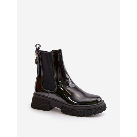 Ankle Boots with Zipper Closure and Gold Detail