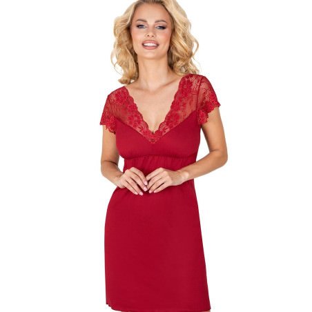 proViscose Night Shirt V-Neck Lace Sleeves Comfort Sleepwear_Nightgowns, Nighties, Sleep Shirts