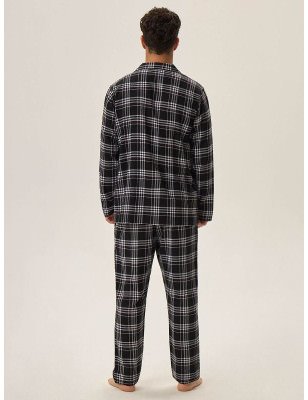 Men's HONOR 2 Black Checkered Cotton Pajama Set