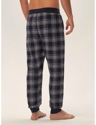 Navy Check Pajama Pants - Comfortable Cuffs & Pockets