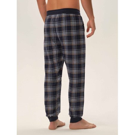 Navy Check Pajama Pants - Comfortable Cuffs & Pockets