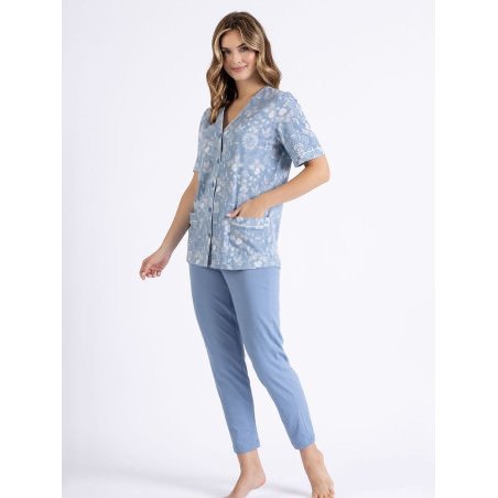 proWomen's Pajama Set - Elegant Print, Side Pockets, 7/8 Length Pants_Women`s Pyjamas, Sleepwear Sets