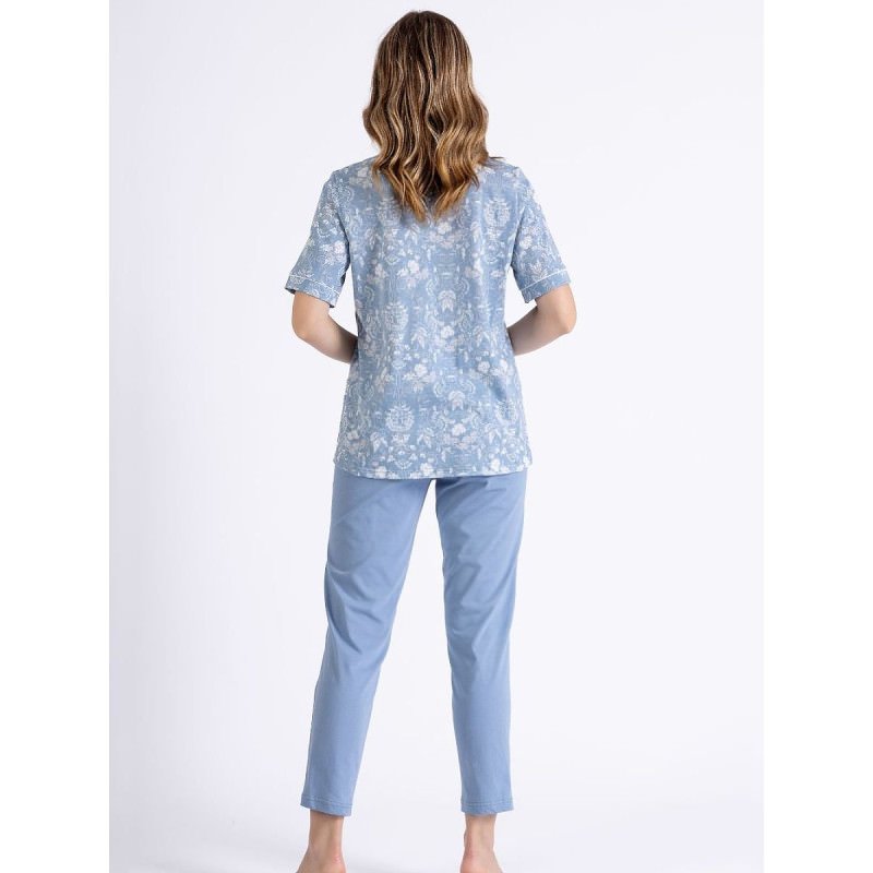 proWomen's Pajama Set - Elegant Print, Side Pockets, 7/8 Length Pants_Women`s Pyjamas, Sleepwear Sets