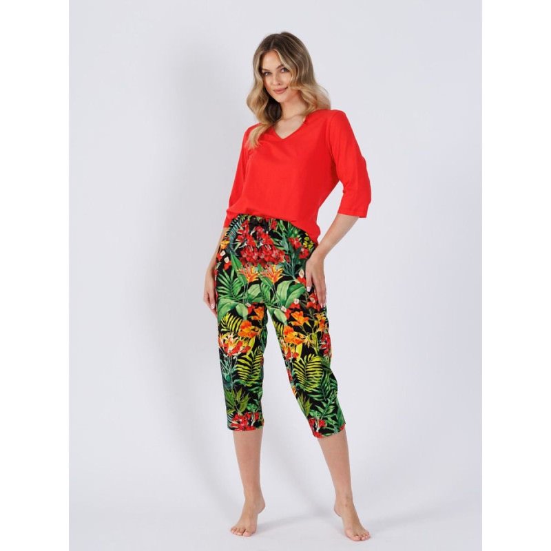 proWomen's V-Neck Pajama Set with Print Pants_Women`s Pyjamas, Sleepwear Sets