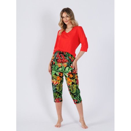 proWomen's V-Neck Pajama Set with Print Pants_Women`s Pyjamas, Sleepwear Sets