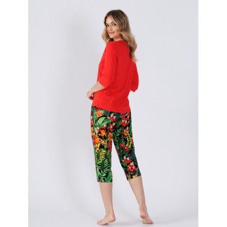 Women's V-Neck Pajama Set with Print Pants