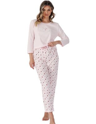 proWomen's Cotton Pajama Set 3/4 Sleeve Rounded Neck Loose Fit_Women`s Pyjamas, Sleepwear Sets